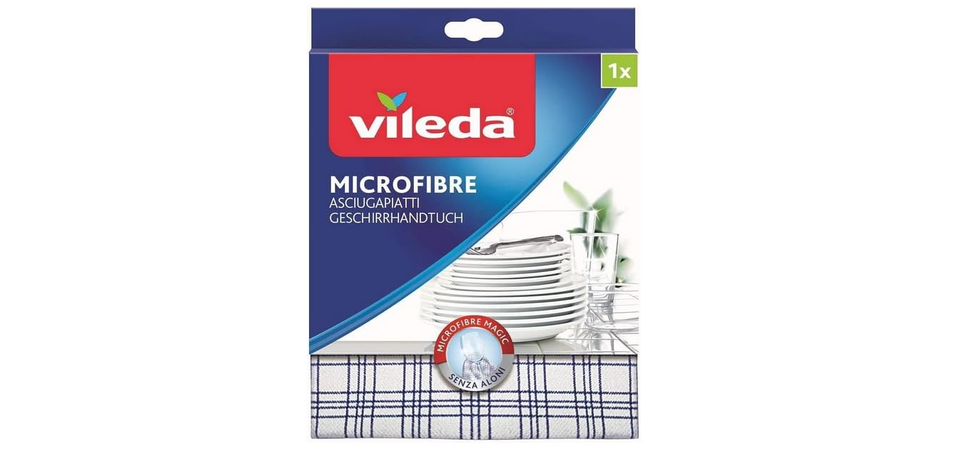 Vileda Microfibre Plus — Paño secavajillas 55×40 cm, 2 uds