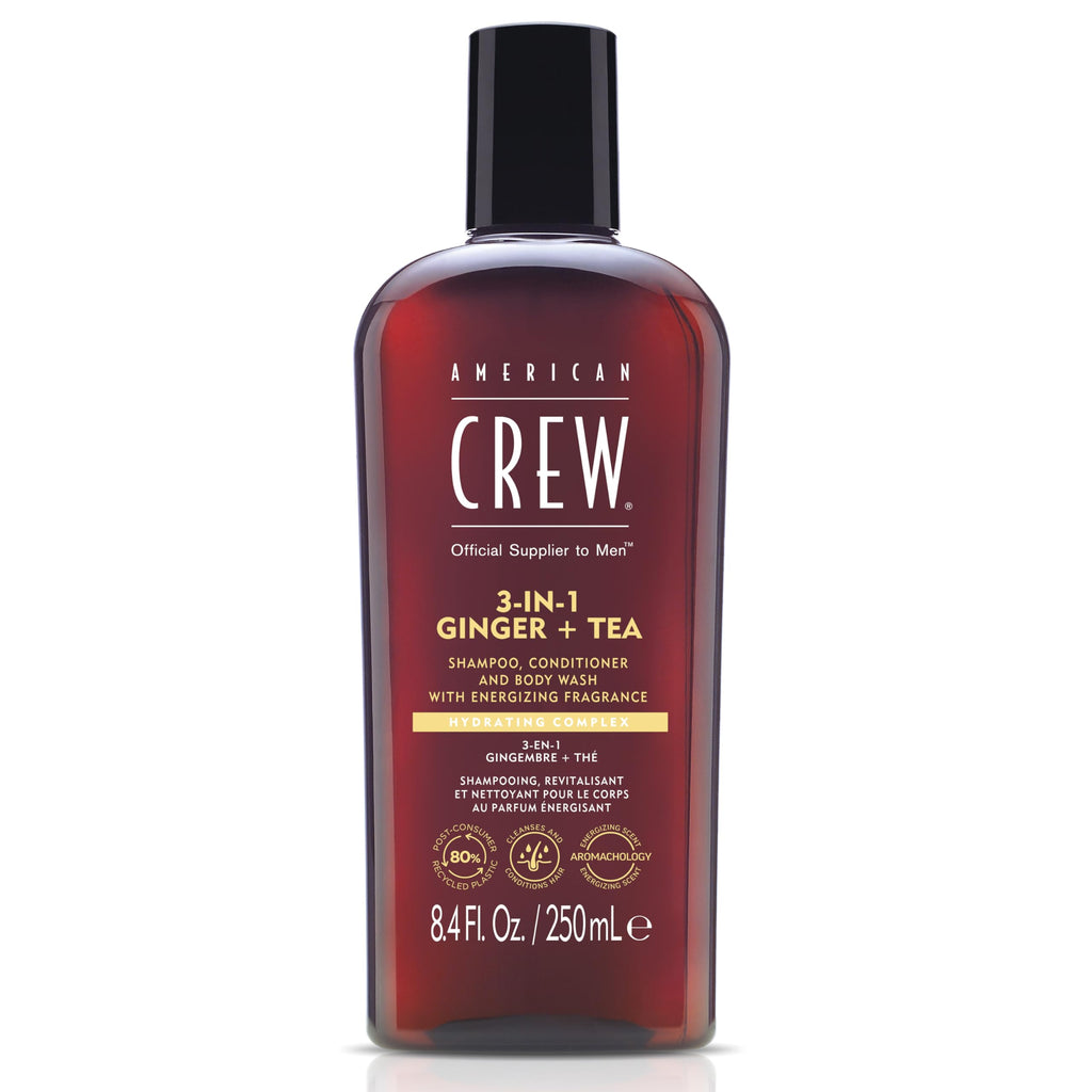 American Crew 3-en-1 Ginger + Tea — Champú, acondicionador y gel