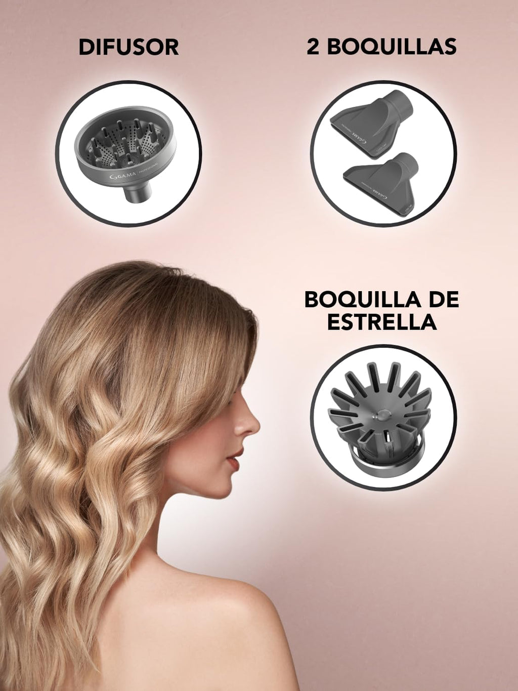 GA.MA Italy iQ3 Perfetto — Secador profesional Rose Gold