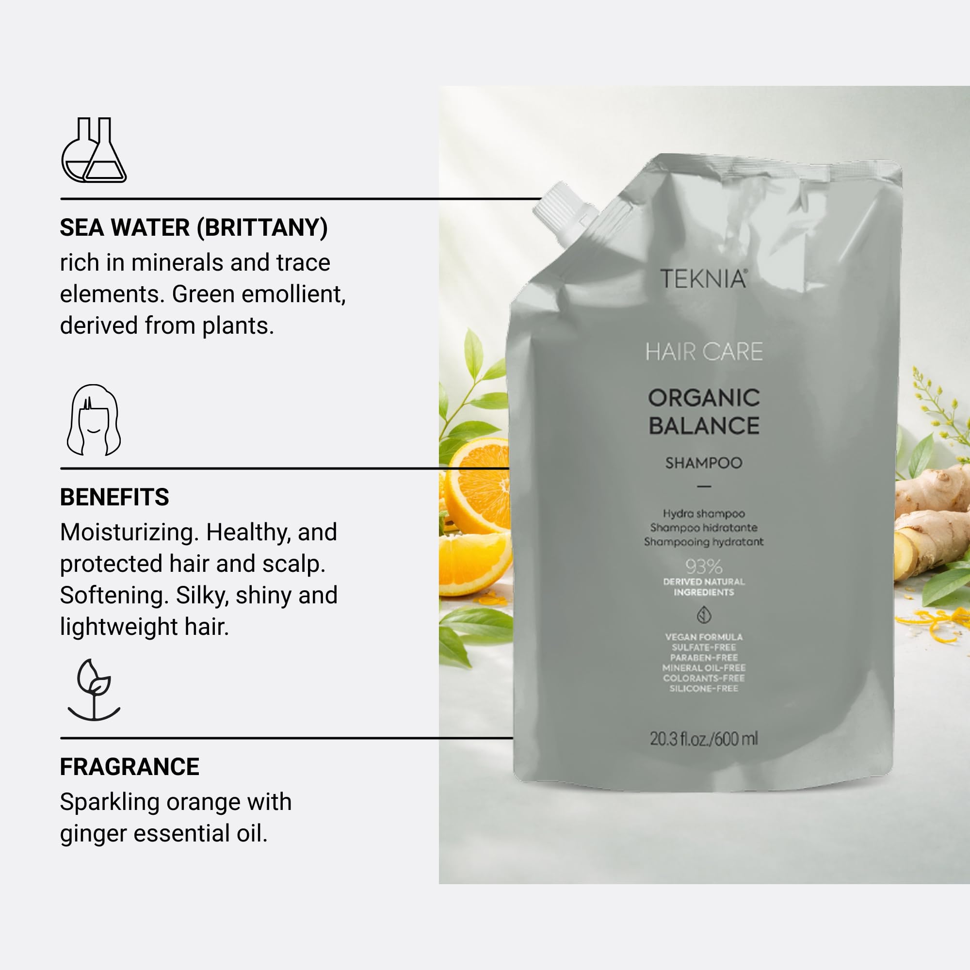 Lakmé Teknia Organic Balance — Champú recarga 600 ml