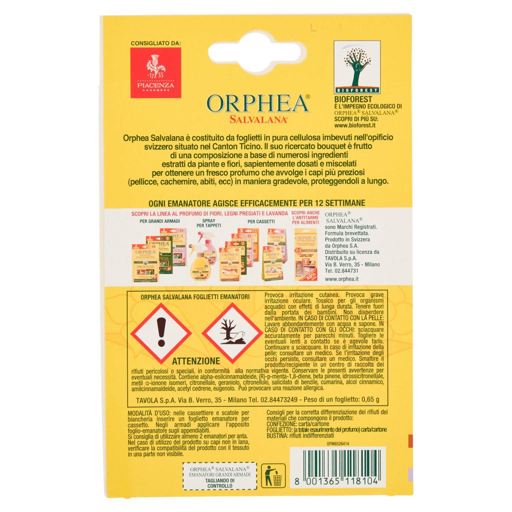 Orphea Salvalana — 12 láminas antipolillas para cajones