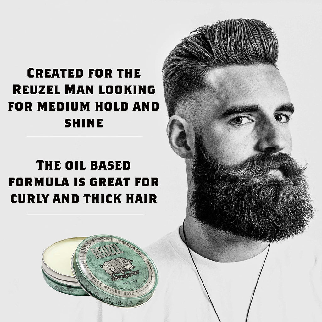 Reuzel Green — Pomada base grasa, fijación media 113 g