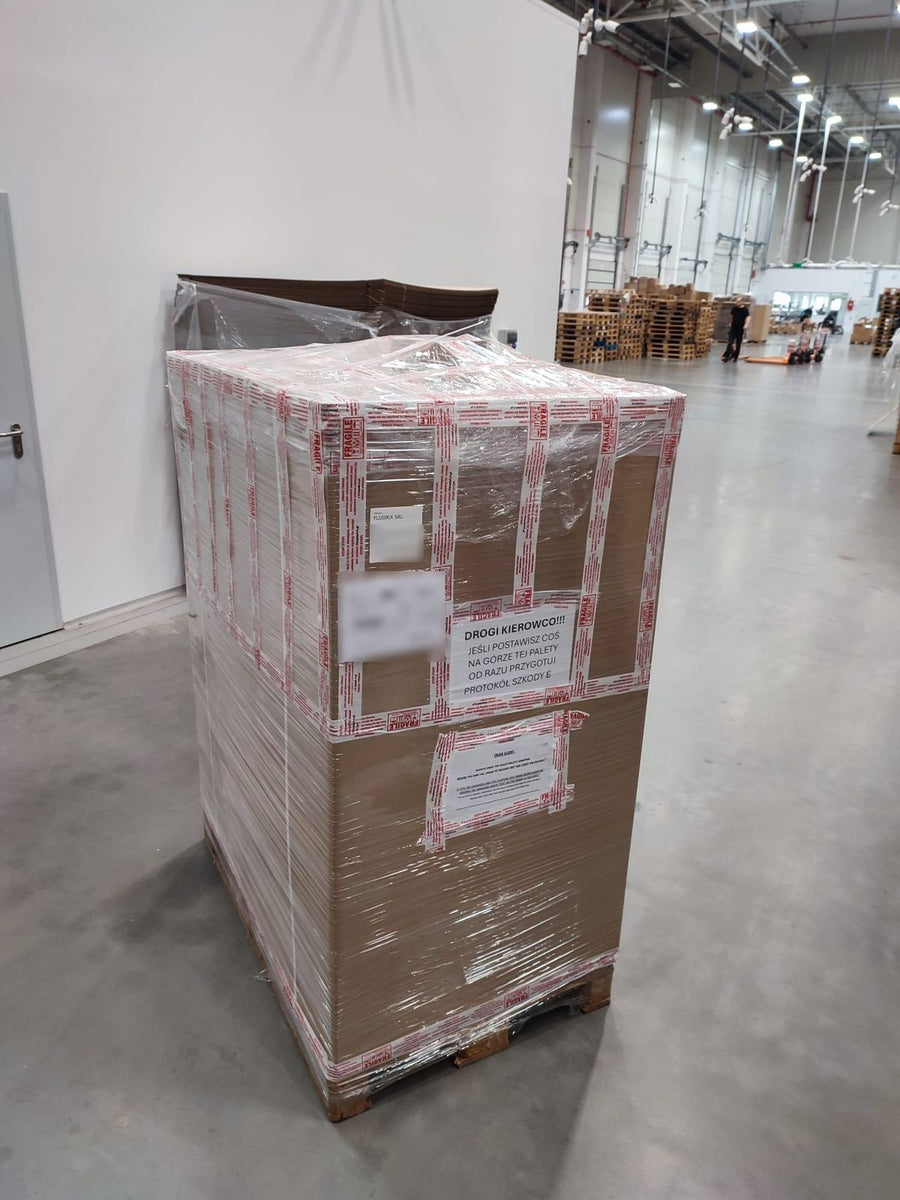 Palé de mercancía recibido en el almacén