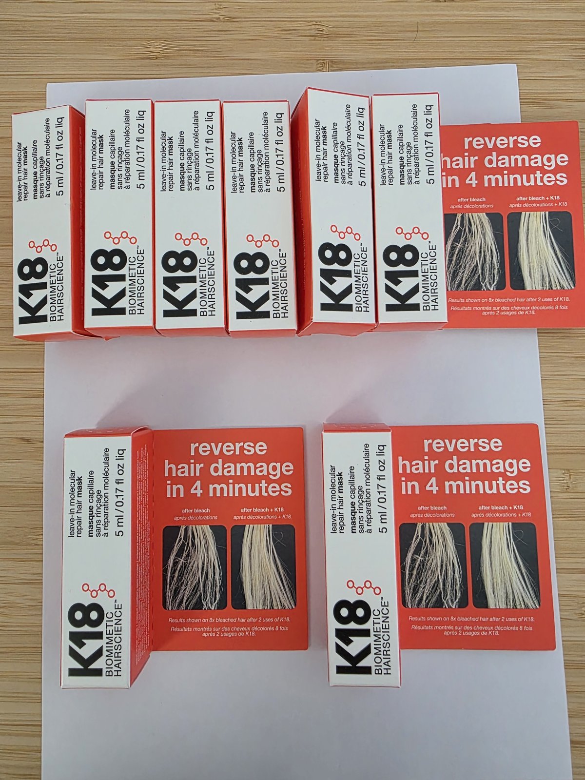 K18 Leave-In Molecular Repair Hair Mask 5 ml — cajas